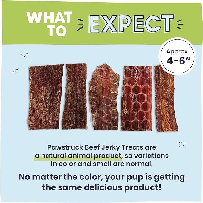 Pawstruck Premium Beef Jerky Dog Treat Chews, 4"-6" Strips – Hip & Joint Health, Naturally Rich in Glucosamine & Chondroitin, No Added Preservatives – 15 Count