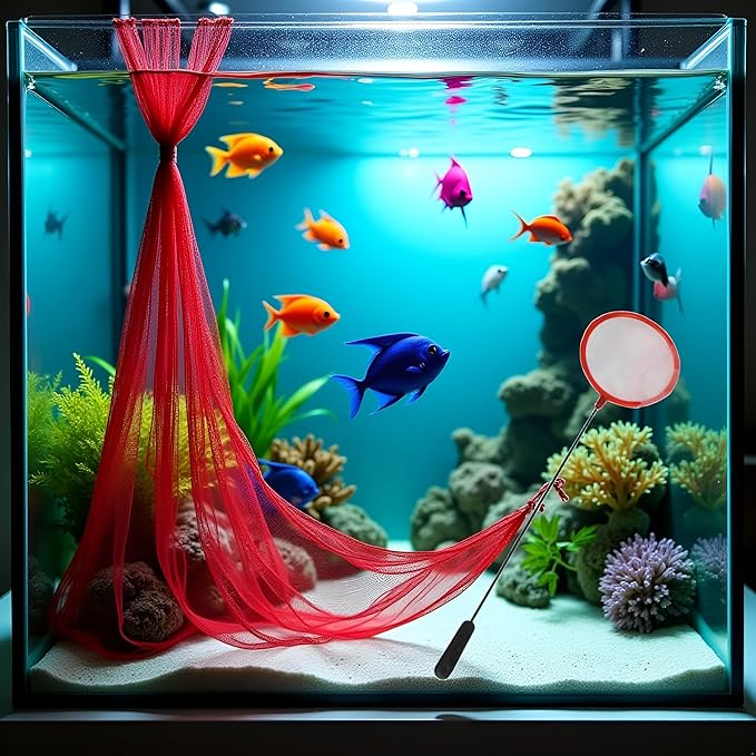 1Pc Random Color Aquarium Fish Net 3 Inches Fine Mesh Skimmer for Small Fish for Tank Catching Cleaning Net with 9 Inches Long Handle Aquarium Net Fine Mesh Cleaning Small
