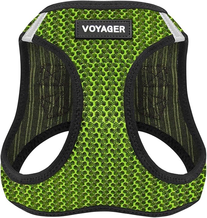 Best Pet Supplies - All Weather Mesh, Reflective, No Pull Harness for Small, Medium Dogs, Cats - Secure with Hook & Loop Fastener, Buckle, Double D-Rings - Lime Green 2-Tone, XL