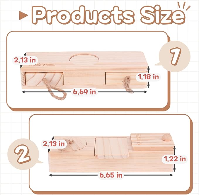 SoulThinkยฎ Interactive Guinea Pig Toys - Wooden Rat Toys for Pet Rats, Enrichment & Foraging Activity for Hamster Sniff n' Snack Puzzle for All Small Rodents (2 Sets)