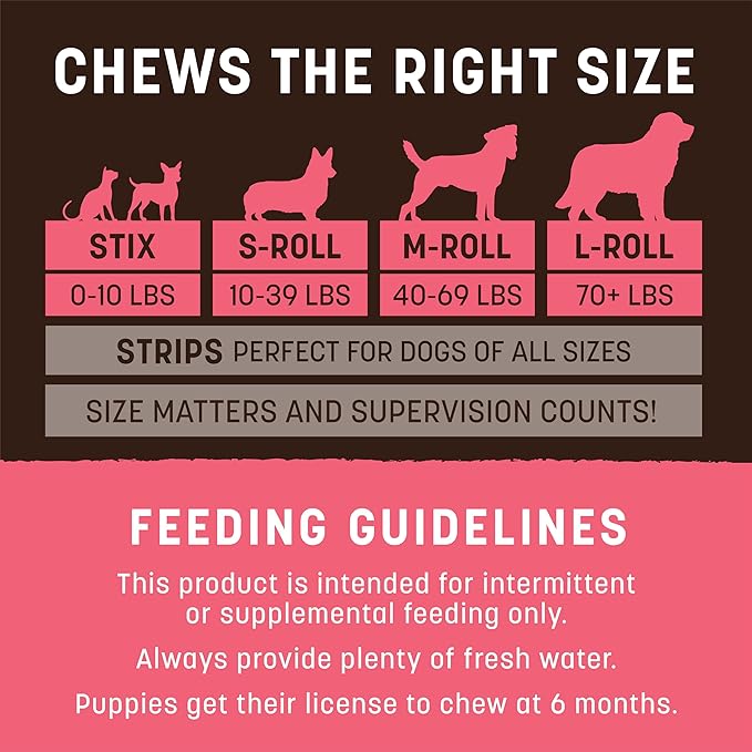 Earth Animal No Hide Medium Salmon Flavored Natural Rawhide Free Dog Chews Long Lasting Chew Sticks | Treats for Large Dogs | Great for Aggressive Chewers - 6 Count