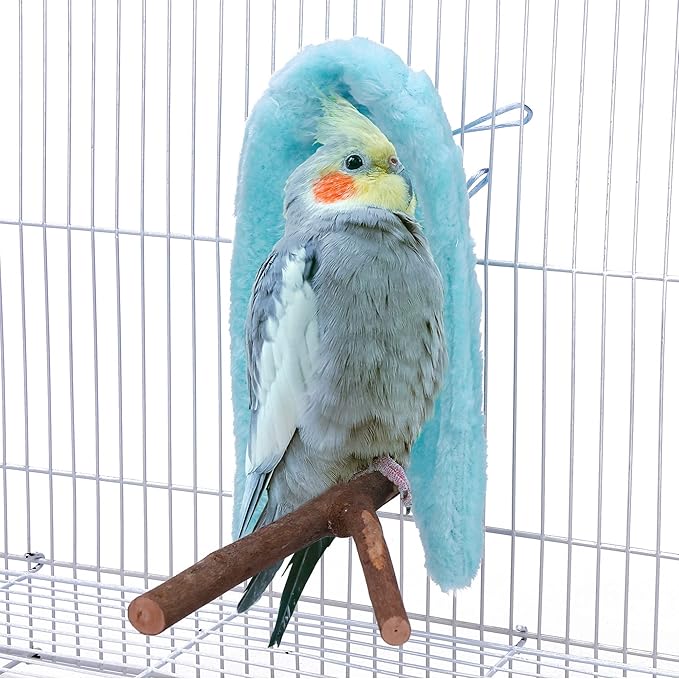 Comfort Corner Fleece Bird Blanket Parrot Cage Snuggle Hut Warm Bird Nest House Bed Hanging Hammock Toy for Parakeet Cockatiel Pigeon Small Animals Shelter Plush Bedding(Pink/M)
