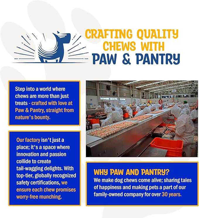 Paw & Pantry 12" Beef Collagen Sticks for Dogs - Rawhide Alternative Dog Bones - High Protein Collagen for Dogs - Glucosamine, Chondroitin, Promotes Dental & Joint Health - 20pk