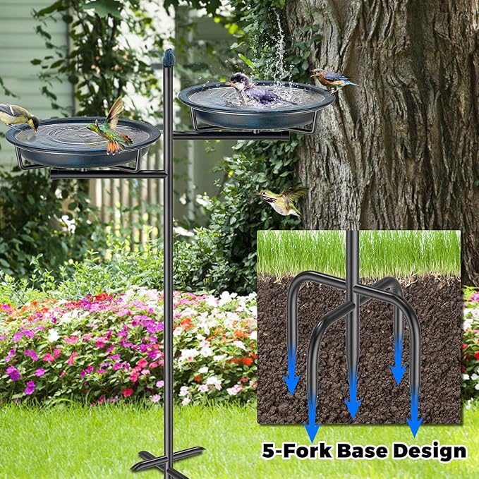 2-in-1 Metal Bird Bath for Outside, Vintage Freestanding Birdbaths Feeder Bowl, Stable & Easy to Clean Birdfeeder for Outdoors Garden Yard Lawn Decor (Vintage Blue)