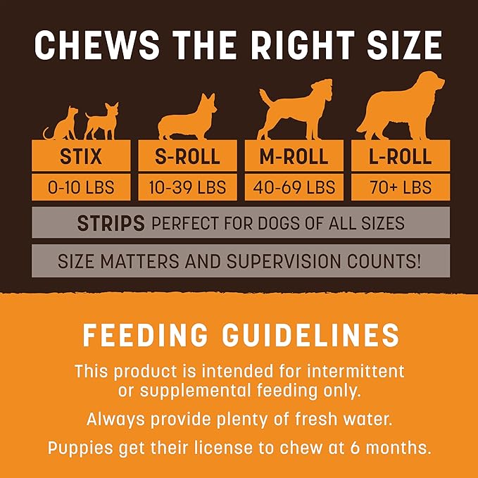 Earth Animal No Hide Medium Chicken Flavored Natural Rawhide Free Dog Chews Long Lasting Chew Sticks | Treats for Large Dogs | Great for Aggressive Chewers - 6 Count