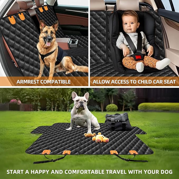 Dog Car Seat Cover for Back Seat - Waterproof and Scratchproof Back Seat Cover for Dogs Nonslip Car Seat Cover for Dogs Fits for Cars and SUVs