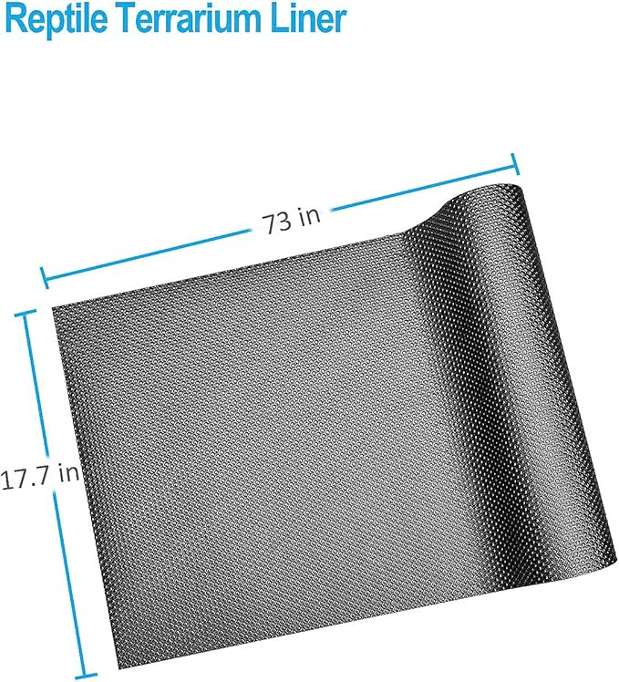 Bearded Dragon Tank Accessories, Reptile Terrarium Liner Substrate for Leopard Gecko, Snake, Lizard and Tortoise, Non-Adhesive Reptile Carpet Bedding for Reptile Tank, Black