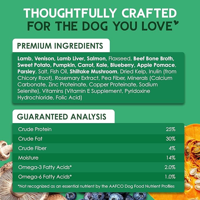 Farmland Traditions The Good List Air-Dried Dog Food, Premium Lamb, Venison, & Bone Broth for Dogs, Protein Rich & Grain-Free Nutrition, 2.2 Pound Bag