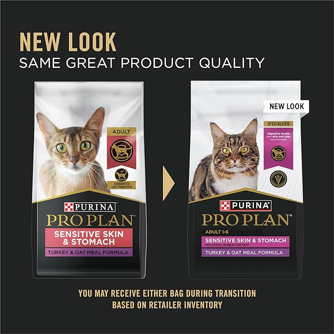 Purina Pro Plan Sensitive Skin and Stomach Dry Cat Food Turkey and Oat Meal Formula - 12.5 lb. Bag