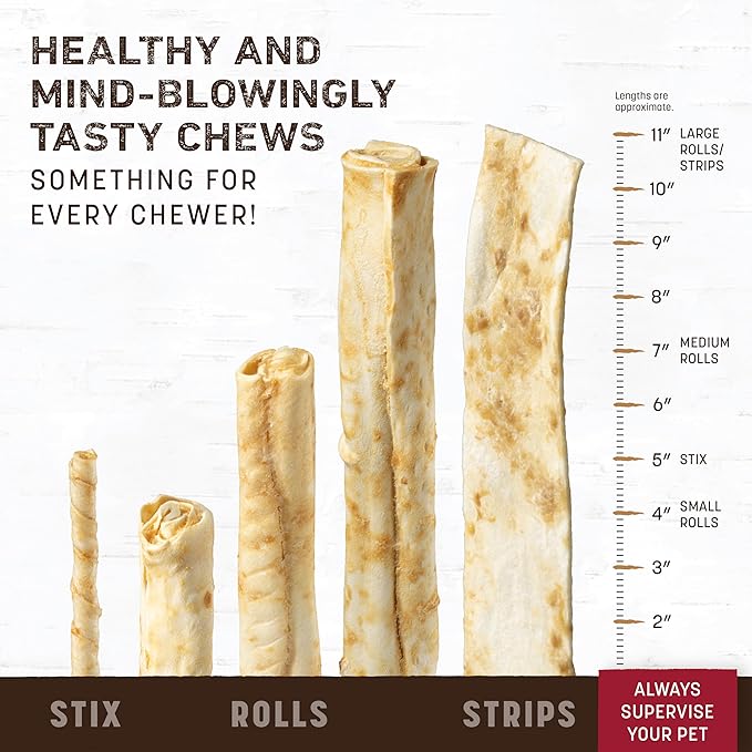 Earth Animal No Hide Medium Beef Flavored Natural Rawhide Free Dog Chews Long Lasting Chew Sticks | Treats for Large Dogs | Great for Aggressive Chewers - 6 Count