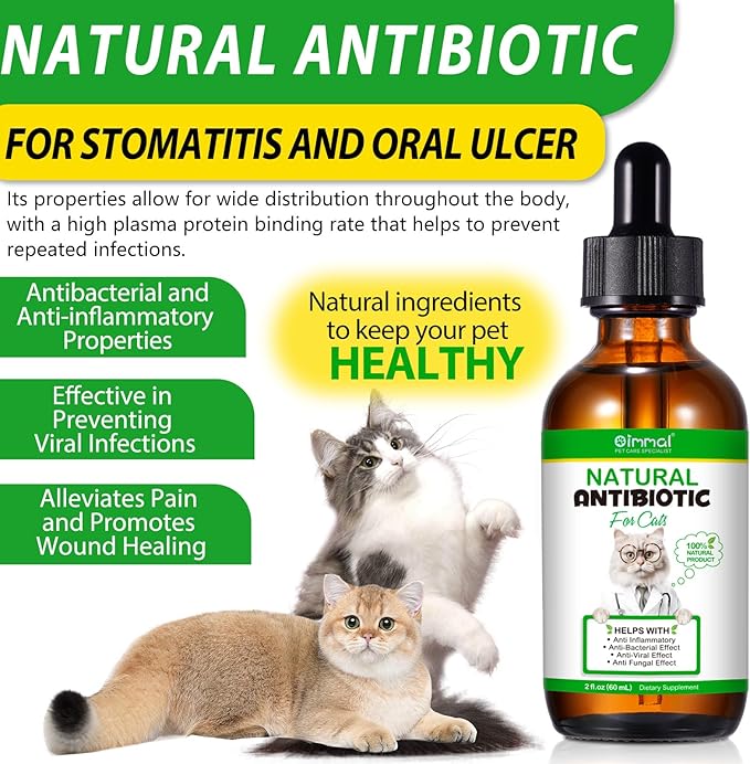 60ML Antibiotics for Cats, Premium Cat Antibiotics Supplement, Cats Multivitamin, Natural Antibiotic for Cats, Cat Antibiotic, Cat Antibiotics Supports Immune & Cats Allergy Relief-2 Fl Oz