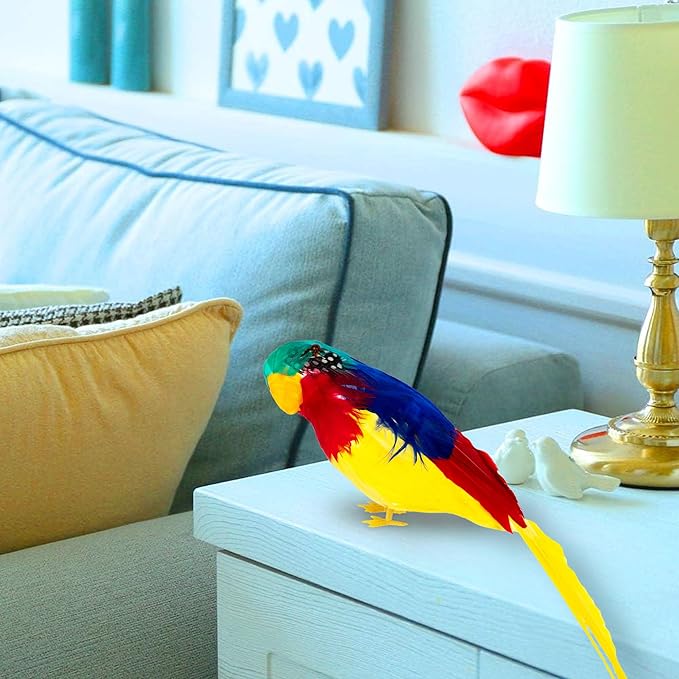 ArtCreativity Realistic Parrot 11 Inch, Artificial Birds for Home Decoration, Parrot for Pirate Costume, Feathered Parrot Fake Birds Pirate Accessories on Shoulder for Adult, Kids, Boys and Girls