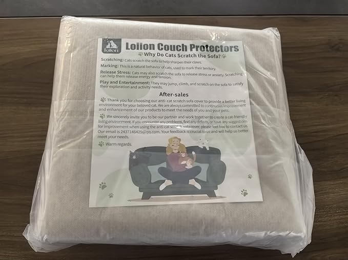 Cat Scratch Furniture Protector - Anti-Slip, Waterproof Sofa Cover to Keep Cats Off, Pet-Friendly Couch Protectors for 3 Cushion Couch, Khaki Anti-Scratch Couch Cover for Pets and Kids 118"X71"