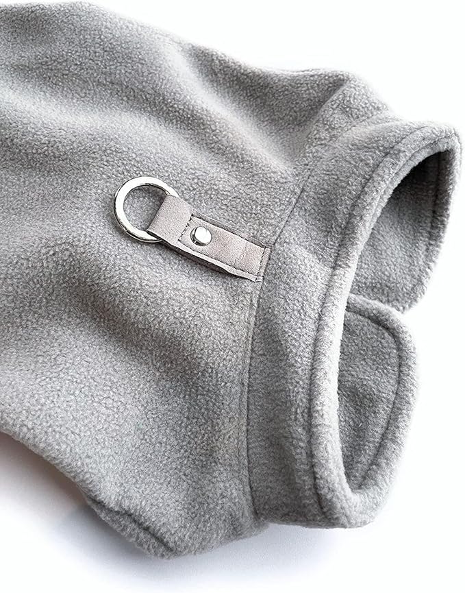 JACKO & CO - Fleece Vest Sweater with Leash Ring - Soft Lightweight Breathable for Puppies Small Medium Dogs, Kitten, Cats, Chihuahua - Warm for Fall/Autumn/Winter (Grey, X-Small 2-4lbs)