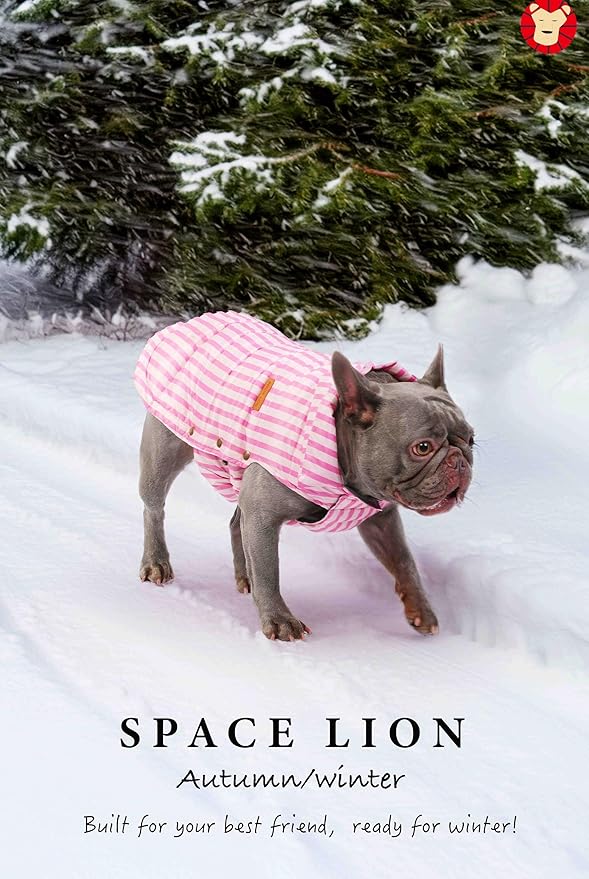 SPACE LION Puffer Jacket, Down Winter Coat, Waterproof, Windproof, Lightweight Jacket, Adjustable Fit for Small Dogs(Pink,S)