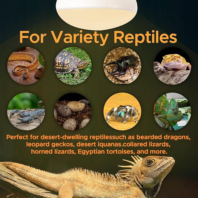 Reptile Heat Lamp 2Pack 100W Reptile Sun Lamp Self-Ballasted Vapor Basking Spot Lamp/Bulb/Light for Reptile and Amphibian E26