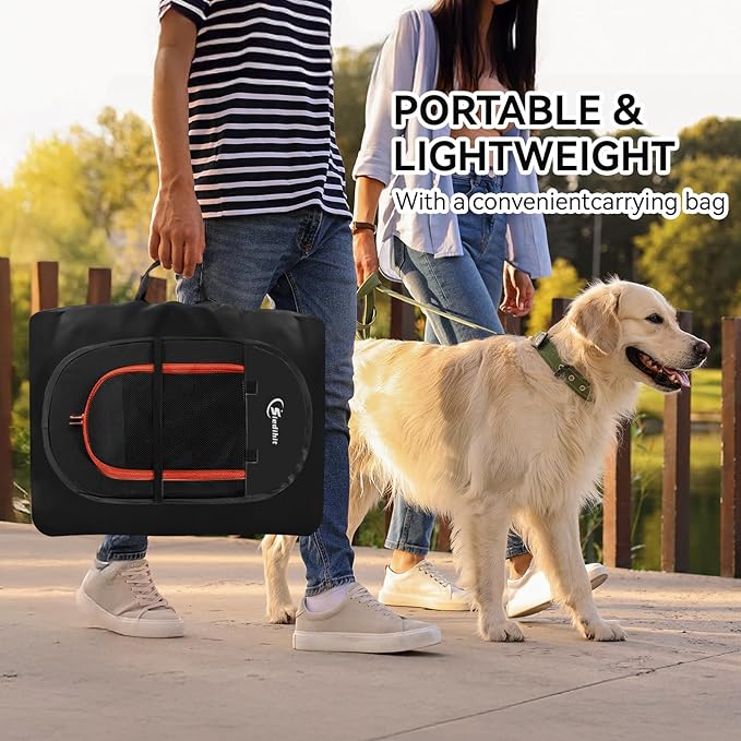 Dog Playpen, Puppy Pet Playpens Indoor for Large Dogs Tent Crates Cage Indoor/Outdoor, Portable Pop Up Dog Kennel Playpen with Carrying Case for Dogs/Cats/Rabbits, Removable Zipper Top, Black
