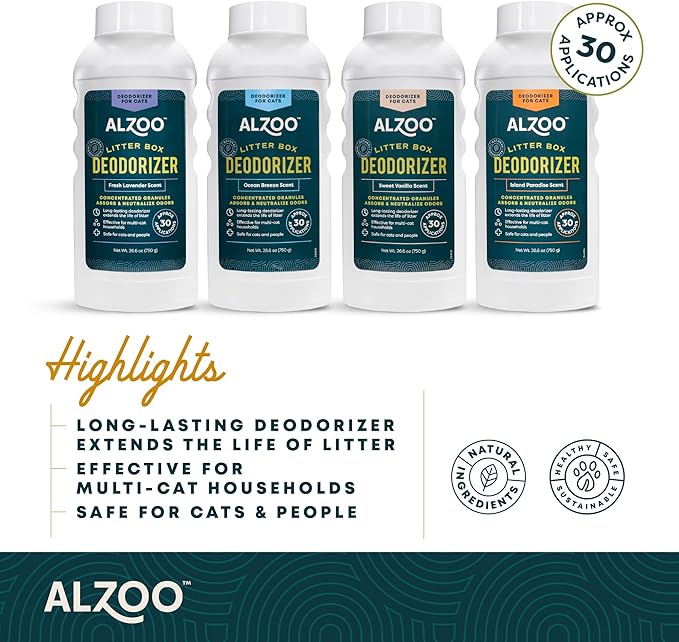Cat Litter Deodorizer, Concentrated Granules Absorb & Help Neutralize Odors, Mineral-Based Active Ingredients, Up To 30 Uses, Ocean Breeze Scent, 26.6 Oz.