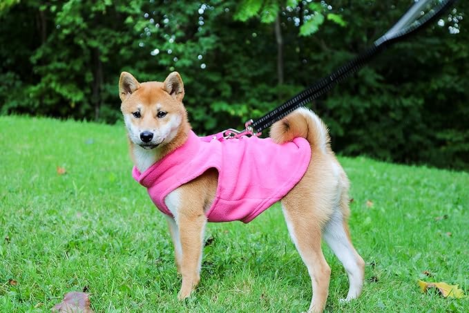 JACKO & CO - Fleece Vest Sweater with Leash Ring - Soft Lightweight Breathable for Puppies Small Medium Dogs, Kitten, Cats, Chihuahua - Warm for Fall/Autumn/Winter (Pink, XX-Large 25-35lbs)