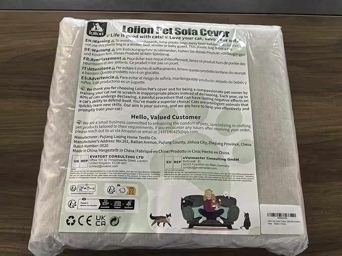 Cat Scratch Furniture Protector - Anti-Slip, Waterproof Sofa Cover to Keep Cats Off, Pet-Friendly Couch Protectors for 3 Cushion Couch, Khaki Anti-Scratch Couch Cover for Pets and Kids 134"X71"