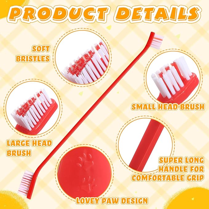 Nuenen 150 Pcs Dog Toothbrush Dual Headed Dental Brushes Puppy Tooth Brushing Kit Long Handle Toothbrush for Large and Small Dogs Cats Most Pets Teeth Cleaning Oral Care Supplies (Bright Color)