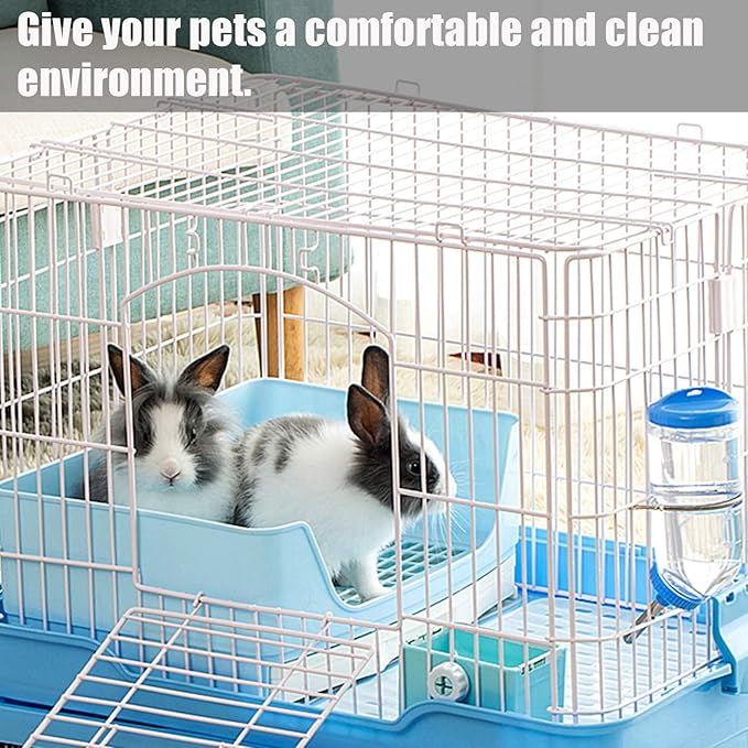 kathson Bunny Litter Box,Large Rabbit Litter Box with Drawer Grate, Pet Toilet Potty Trainer Corner Toilet Hedgehog Litter Pan Box for Guinea Pig Chinchilla Hamster Ferret