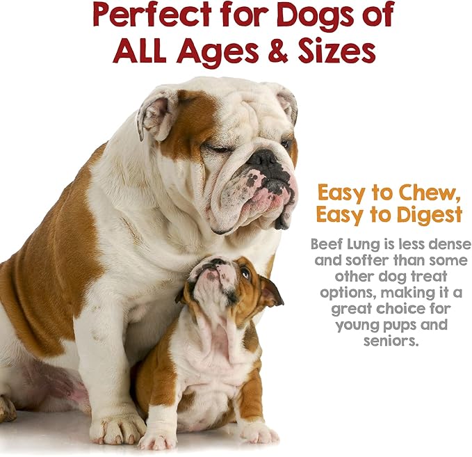 Riley's Dehydrated Beef Lung Dog Treats - Single Ingredient No Hide Dog Chews - USA Sourced 100% Beef Lung Treats - Training Chews and Snack Time Bites - 8oz