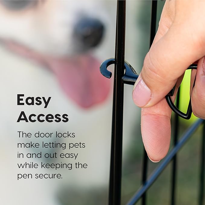 IRIS USA 36" 8-Panel Metal Pet Dog Puppy Playpen, Indoor/Outdoor Dog Fence, 58 x 58 x 36, Foldable, Customizable, Black