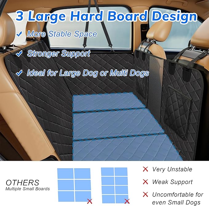 Dog Car Seat Cover, Back Seat Cover for Dogs-Supports 400lb, Waterproof Dog Cars Seat Cover-Back Seat Pet Cover for Car SUV & Trucks, Pet Hammock for Car- Seat Cover for Dogs (1 Pack Black)