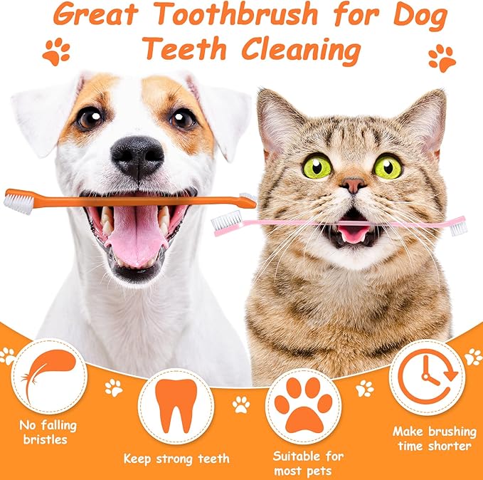 Dog Tooth Brush Pet Toothbrush Soft Grooming Dogs Toothbrush Dog Double Sided Puppy Long Handle Brush for Large and Small Teeth Cleaning Dental Oral Care(70 Count,Colorful)