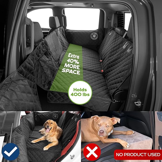 Medium Back Seat Extender for Dogs, 2025 Version – As Seen on Shark Tank – Hard Bottom Platform for Cars, SUVs & Mid-Size Trucks, 400lb Support, Waterproof – Rigid Back Seat Cover for Dogs