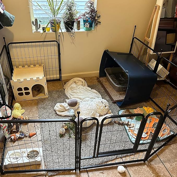 Dog Playpen,Portable Outdoor Dog Fence, Dog Playpen for Large/Medium/Small Dogs, Dog Fences for The Yard,with Doors Foldable Metal (16 Panels, 45 inch)