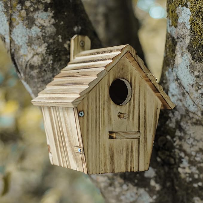 Bird House Bird Houses for Outside with Pole Wooden Bird House for Finch Bluebird House Cardinals Hanging Birdhouse Clearance Garden Country Cottages (B8)