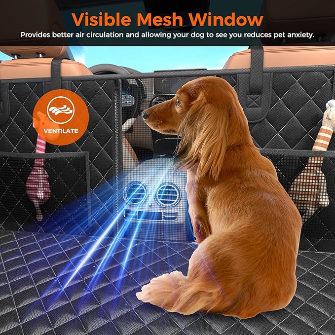Hard Bottom Hold 500lbs Dog Car Seat Cover for Back Seat, 7 Layer Material Sturdy Waterproof Back Seat Extender for Dogs Increase Space 50%, Thickened Comfortable Dog Car Seat Cover for Car SUV