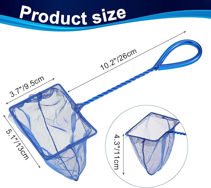 Mogoko 2 Pack Aquarium Net Fish Net, Small Net, Multi-Size Fine Mesh Aquarium Net with Long Plastic Handle for Fish Tank
