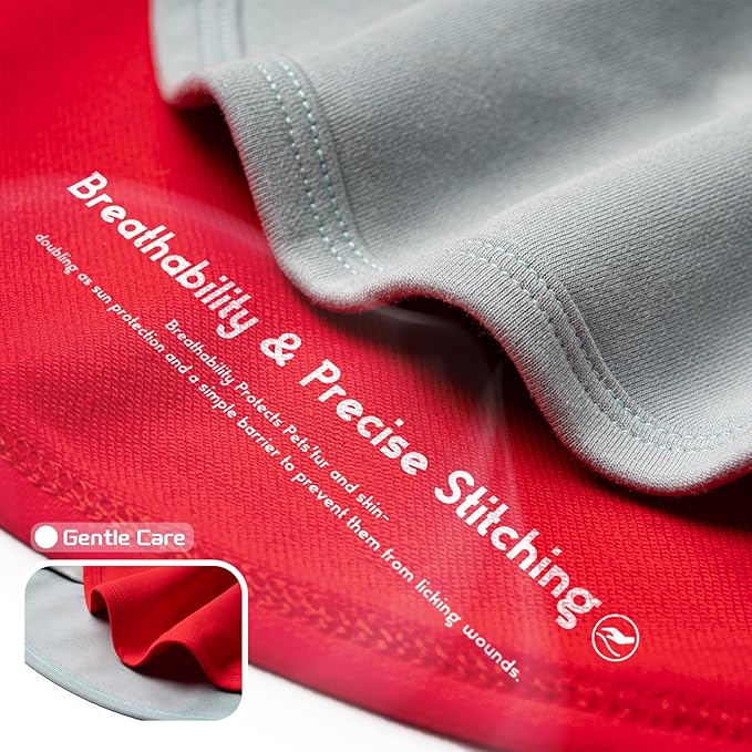 Koneseve Dog Shirt Breathable Cotton Stretchy Tee for Small Pets 2-Pack Sunny Red & Smoky Blue XS