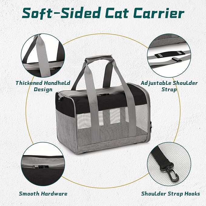 PINVNBY Bunny Carrier for Travel Camping Outdoor, Small Pet Carrier, Guinea Pig Carrier, Breathable Pet Portable Hand Bag for Hamster Bunny Guinea Pig(Black & Gray)