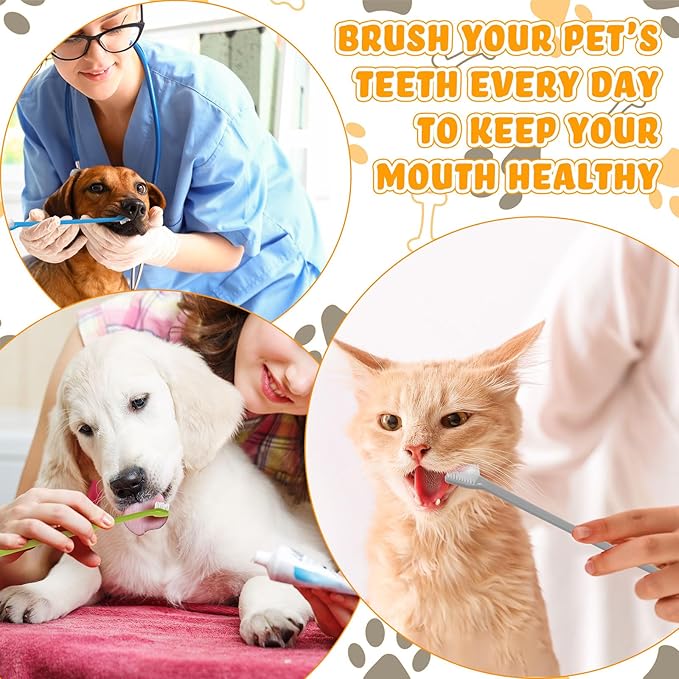Nuenen 15 Pcs Dog Toothbrush Dual Headed Dental Brushes Puppy Tooth Brushing Kit Long Handle Toothbrush for Large and Small Dogs Cats Most Pets Teeth Cleaning Oral Care Supplies (Colorful)