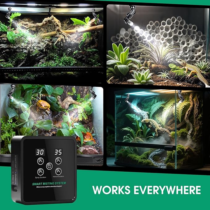Reptile Mister Humidifier Reptile Mister System with Timer – Auto Terrarium Misting System for Chameleons, Snakes, Frogs, Lizards & Turtles