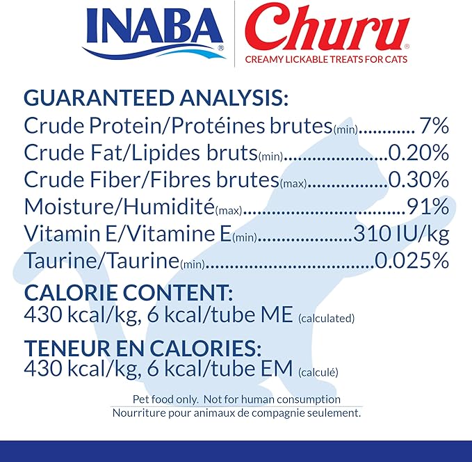 INABA Churu Cat Treats, Grain-Free, Lickable, Squeezable Creamy Purée Cat Treat/Topper with Vitamin E & Taurine, Each 0.5 Ounce (Pack of 50), 50 Tubes, Chicken & Seafood Variety