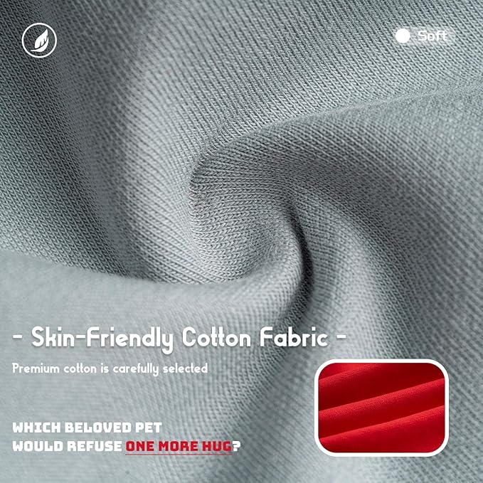 Koneseve Dog Shirt Breathable Cotton Stretchy Tee for Small Pets 2-Pack Sunny Red & Smoky Blue XS