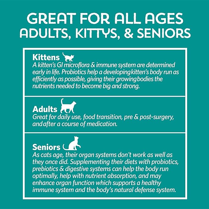Meowbiotics Good Guts for Cats Probiotic Powder, 11 Probiotic Strains, 2 Prebiotics, 5 Digestive Enzymes for Digestive Support, Tuna Flavor, Probiotics for Cats, Indoor & Outdoor (30 Days)