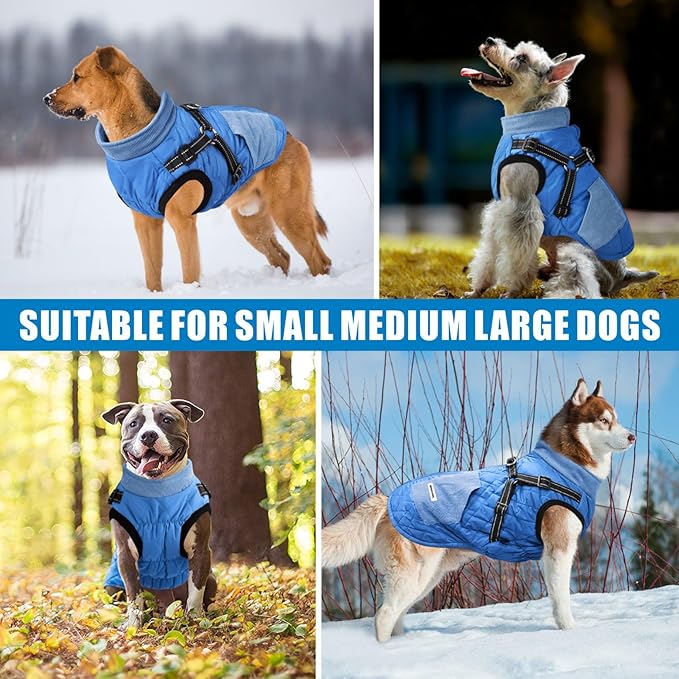 Mosucoirl Warm Dog Coats Pet Clothes, Waterproof Dogs Jacket Reflective Pet Outfits Winter Dog Cold Weather Coat Cozy Snow Jackets Vest for Small Medium Large Dogs Puppy Doggie