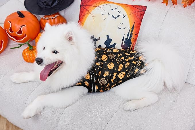 Aiboria Winter Dog Coat Windproof Fleece Jacket with Chest Strap Dog Vest Harness Halloween Black 3XL