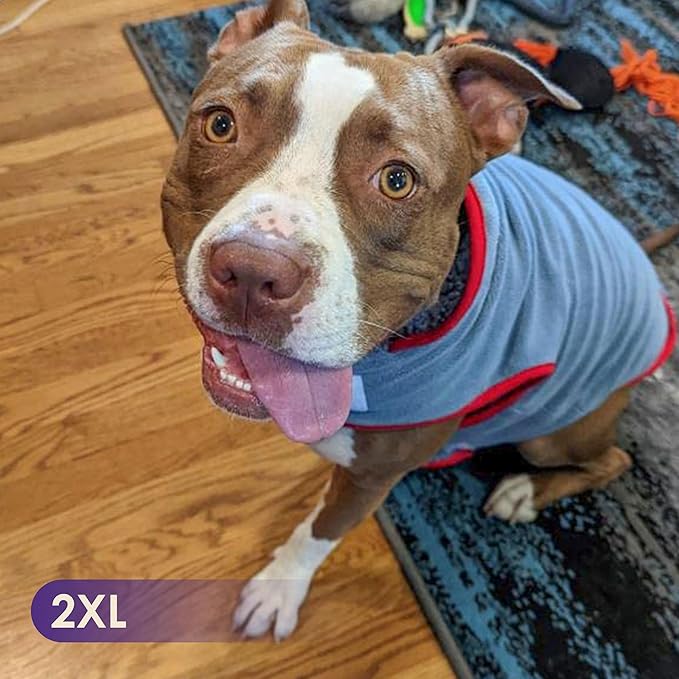 cyeollo Warm Dog Coat Reversible Winter Coats Large Pet Sweater Vest, Fleece Sherpa Dog Jacket for Large Dogs with Leash Hole, Soft Pet Cold Weather Coats, Blue, XXXL