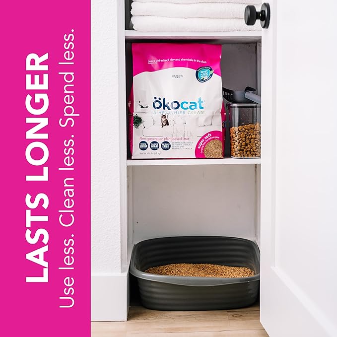 ökocat Super Soft Wood Clumping Cat Litter, Unscented, 10.6 pounds - Natural Ingredients, Stops Odor, Clumps Solid, 99% Dust Free, Great for All Cats, Sensitive Paws, Kittens