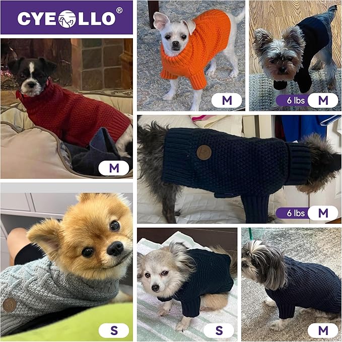 cyeollo Dog Sweater Pullover Turtleneck for Dogs Girl, Classic Knitwear Fall Winter Cold Weather Doggie Clothes Warm Pet Apparel Small Dog Sweaters, Purple S