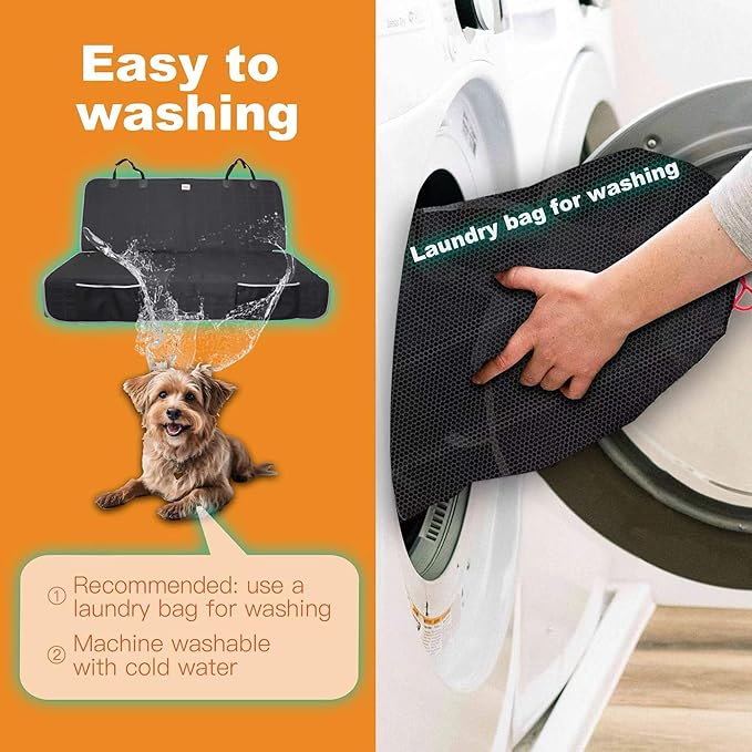 Dog Car Seat Cover for Back Seat, Car Seat Covers for Pets, Nonslip Backseat Cover Protector, Washable Bench Seat Covers for Trucks & SUV