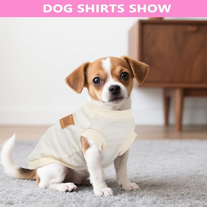 2 Pack Dog Shirt Vest Dog Clothes for Small Dogs Summer Waffle Puppy T-Shirts Soft Sleeveless Pet Clothes Lightweight Medium Large Doggy Outfit Cat Clothing (Pink+Beige, XX-Large)