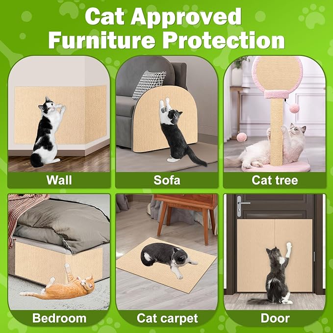 Bed Cat Scratcher Pad,47.2"x15.8"Cat Scratching Mat,Self-Adhesive Trimmable Anti Scratch Bed Couch Wall Corner Furniture Protector from Cat Claws,Easy Use for Cat Carpet/Door/Post